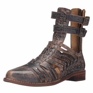 Bed Stu Rio Grande Black Distressed Leather Gladiator Flat Sandals Shoes size 7